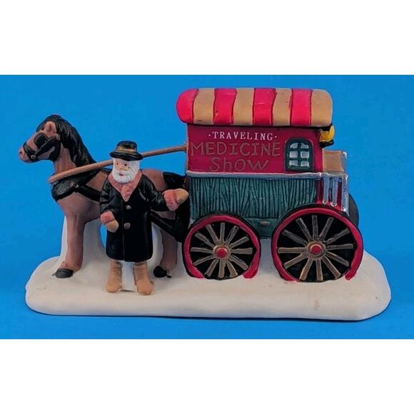 Christmas Valley Collectible Traveling Medicine Show Figurine w Box VTG Holiday - Picture 2 of 16